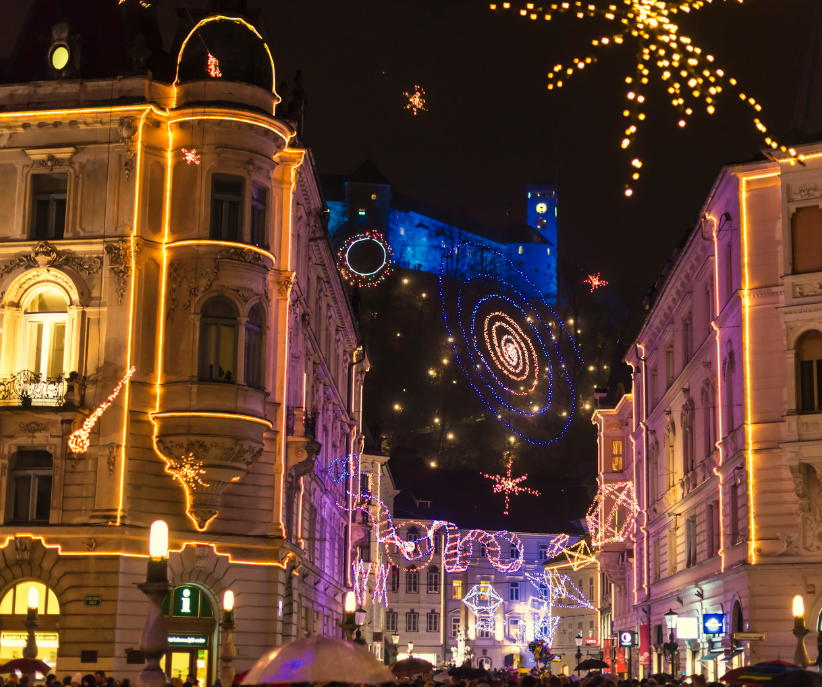 Eslovenia en 10 días - Liubliana Luces navideñas en Liubliana